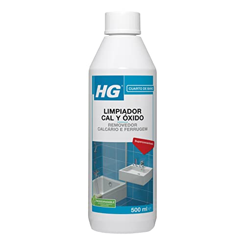 HG Limpiador manchas cal y oxido superconcentrado, Elimina las Manchas de Cal del Baño, Cabezales de Ducha, Grifos, Inodoros y Mamparas (500 ml) - 100050130
