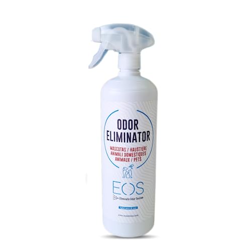 EOS (1 litro) Eliminador de olores Mascotas al instante. Anti olor orines de Perros, Gatos... Aplicar en sofás, arenero, cesped, Coche... Detergente enzimatico. Repelente de micciones.