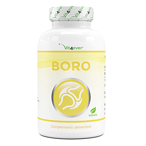 Boro - 3 mg de boro puro por comprimido - 365 comprimidos en un suministro de un año - Sin aditivos no deseados - Altamente dosificado - Vegano