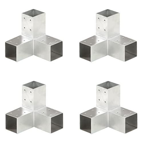 MOONAIRY Conectores de Postes en Y 4 uds, Anclajes, Postes, Connex, Metal galvanizado 71x71 mm