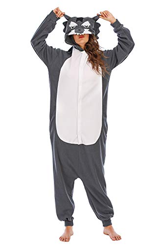 Mujer Hombre Pijama Animal Entero Unisex para Adultos con Capucha Cosplay Pyjamas Ropa de Dormir Traje de Disfraz para Festival de Carnaval Halloween Navidad para Altura 148-187cm 