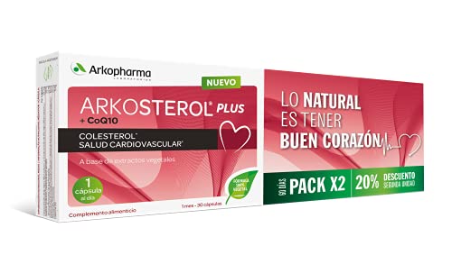 Arkopharma Arkosterol Plus Levadura Roja De Arroz + Q10 Pack 60 Cápsulas, Monacolina K, Coenzima Q10, Solución Natural Para Controlar el Colesterol, 100% Vegetal, 1 Cápsula al Día