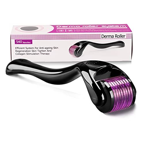 Derma Roller 0.5mm 540 Titanium Microneedle Roller para el rejuvenecimiento de la piel de la cara Anti-arrugas Anti-envejecimiento regeneración de la piel pérdida de cabello acné cicatrices estrías