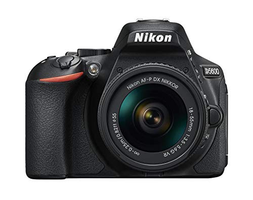 Nikon D5600 - Kit de cámara réflex de 24.2 MP con objetivo AF-P DX 18 - 55 mm VR, pantalla táctil de 3', Full HD, color negro - Versión Europea
