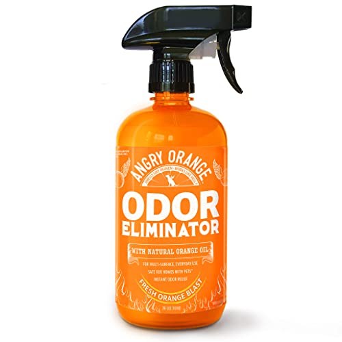 ANGRY ORANGE Spray eliminador de olores cítricos para mascotas de 24 oz. - Eliminador de orina y desodorante de alfombras para perros y gatos