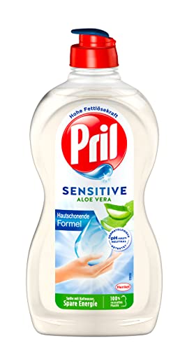 Pril Sensitive Aloe Vera 450 ml Detergente para lavar a mano, pH neutro para la piel con efecto seda