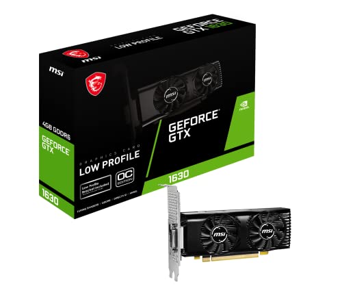 MSI GeForce GTX 1630 4GT LP OC Tarjeta gráfica - 4GB GDDR6, 12 Gbps/ 64-bit, PCIe 3.0, HDMI 2.0b, DisplayPort 1.4a