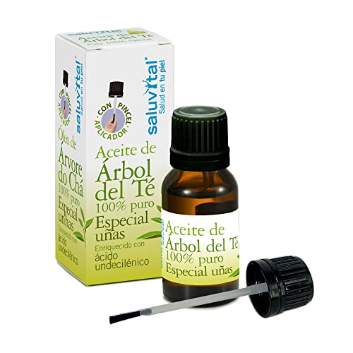 Aceite de Árbol de Té puro 100% | Especial para uñas | Propiedades antisépticas naturales | 10ml con pincel | Saluvital