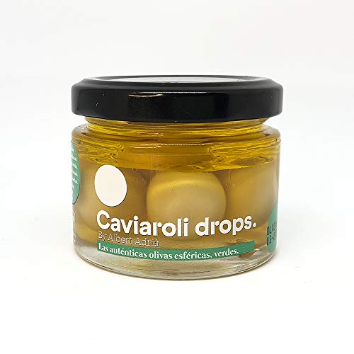 Caviaroli - Drops de Aceituna Verde - Esferificaciones de Aceituna Triturada - Aperitivo Gourmet - Bote con 6 Perlas de Aceituna - 170 grs