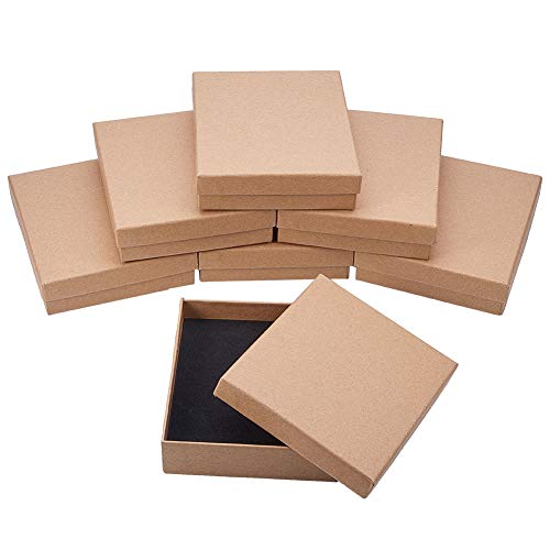 NBEADS Joyero de cartón de 24 piezas caja de regalo cuadrada blanca de 5,1 x 5,1 x 3,3 cm con esponja negra para envolver regalos de joyas 