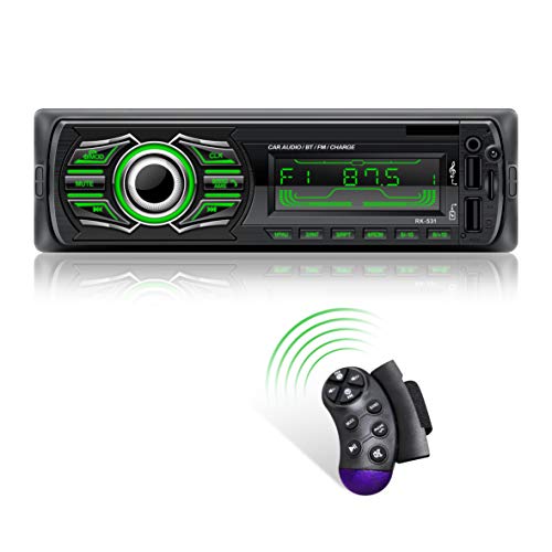 Radio Coche 1 DIN, X-REAKO Autoradio Bluetooth soporta Llamadas Manos Libres/FM/AUX-IN, Radio Coche Bluetooth Universal con Doble USB, Carga Rápida,Control Remoto del Volante