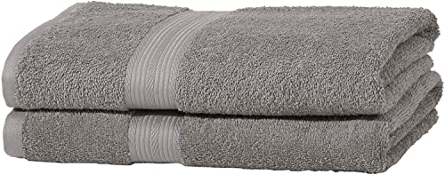 Amazon Basics Juego de (colores resistentes), 2 Unidad, toalla de baño, 70 L x 60 W centímetros, gris