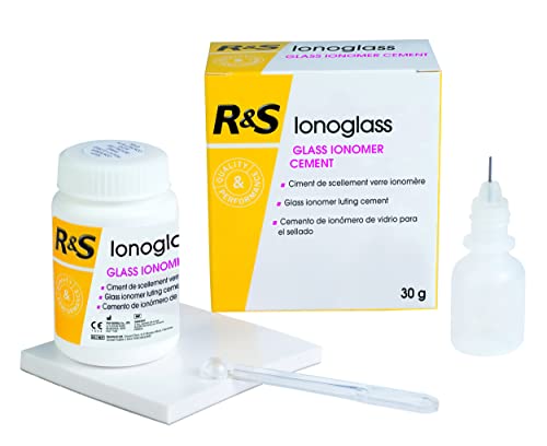 R&S Dental - Cemento Dental de Vetroionómero Definitivo para Mezclar con Agua para Puentes, Coronas, Carillas - IONOGLASS