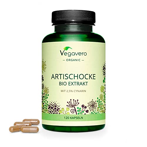 Alcachofa BIO Vegavero | La Dosis Más Alta: 13.000 mg (20:1) | 120 Cápsulas | Extracto Orgánico | 2,5% Cinarina | Sin Aditivos | Hígado & Detox | Vegano