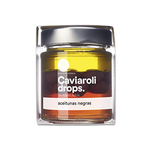 Caviaroli - Drops de Aceituna Negra - Esferificaciones de Aceituna Triturada - Aperitivo Gourmet - Bote con 20 Perlas de Aceituna - 190 grs