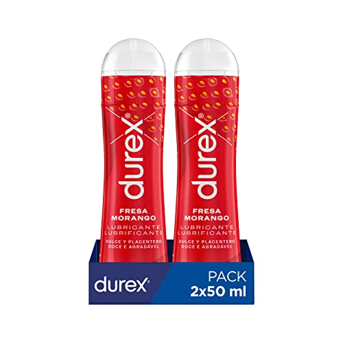 Durex Lubricante Sabor Y Aroma Fresa De Base Agua - 50ml X 2 Unidades, Rojo, 50 ml (Paquete de 2), 100 Mililitro
