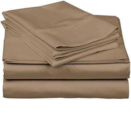 Tula Linen 600 Hilos 6 Piezas Juego de sábanas 100% algodón Egipcio Premium Calidad tamaño debolsillo 42 cm (sólido Color Gris Pardo UK Super King, 180 x 200 cm)