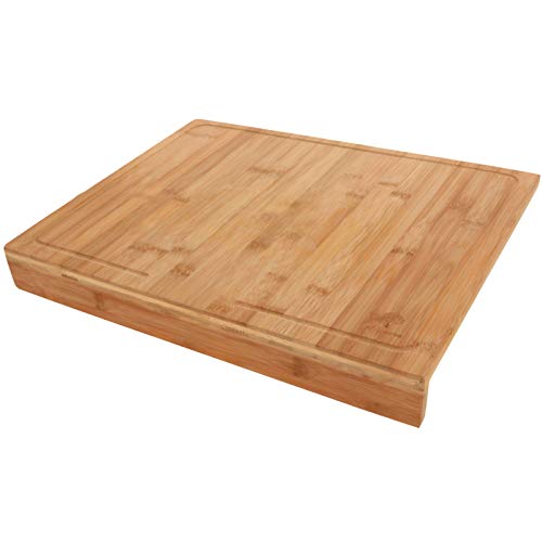 Tabla de cortar de madera Schoberg - Tabla de madera de 45 x 35 x 5 cm - Tabla de cortar con ranura y borde para zumo - Tabla de cortar de madera de bambú - Tabla de cocina para cortar verduras