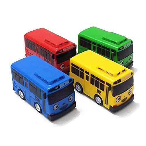 ATIN 4 piezas pequeño autobús TAYO juguete, pequeño autobús TAYO coche juguete, tire hacia atrás mini coches para amigo mini (Tayo Rogi Gani Rani)
