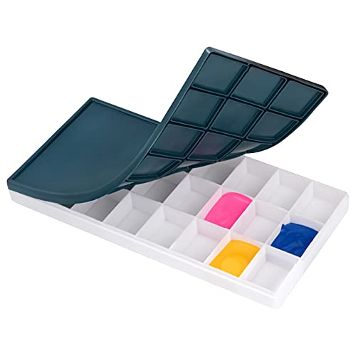 Caja de Paleta de Pintura Paleta de Mezclas de Colores Plástico con Tapa Suave Caja para Acuarela Acrílico 24 Compartimentos