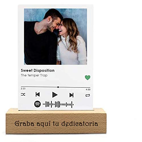 Placa Spotify Glass metacrilato o Madera, Tablero Musical Personalizado 10X15cm (Metacrilato)