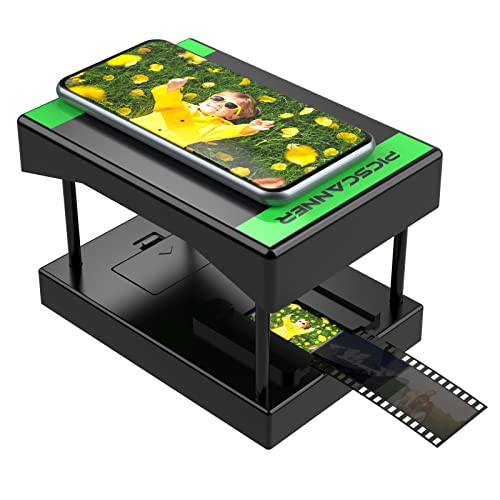 Rybozen Mobilephone Escáner de Negativos y diapositivos 35 mm, Convierte Tus Negativos y Diapositivas en Fotos Digitales，Utiliza u Smartphone– No Requiere Ordenador Negro…