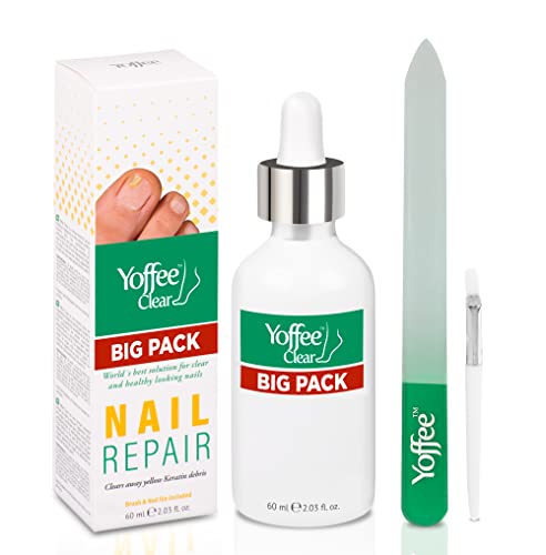 Yoffee Clear Big Pack - Purity Nail - Tratamiento Anti Hongos para Uñas de Manos y Pies - con Árbol de Té y Aceite de Argán - Fórmula Mejorada - Antibacteriano y Antiséptico - Nuevo Formato (60ml)