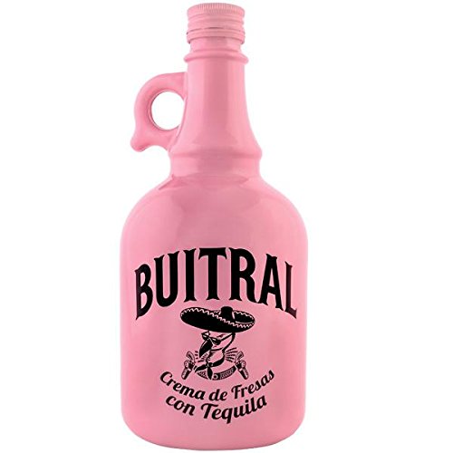 Licor crema de fresas con tequila Buitral - 1 botella de 1 Lt