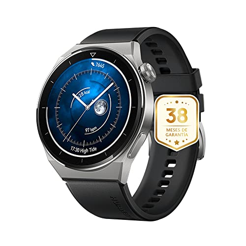 HUAWEI Watch GT 3 Pro 46mm Smartwatch, Cuerpo de Titanio, Esfera de Zafiro, monitorización de saturación de oxígeno y frecuencia cardíaca,Larga duración de la batería, Correa de fluoroelastómero Negro