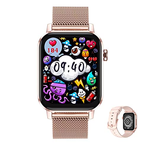 Aliwisdom - Reloj Inteligente para Hombre Mujere, 1.69' HD Smartwatch con Llamadas Bluetooth y Recordatorio de Whatsapp Impermeable Reloj Deportivo Correa de Metal para iPhone Android (Oro Rosa)