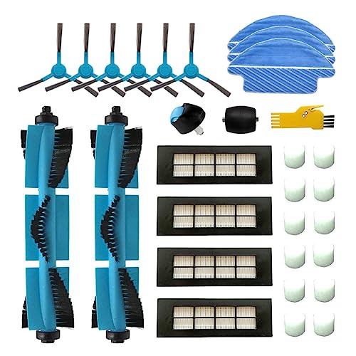 aotengou Kit de accesorios de repuesto para aspiradora robot Cecotec Conga 3090 29 paquetes con 2 cepillos principales y 4 filtros y 6 cepillos laterales y 3 trapeadores y 12 filtros de tanque de agua