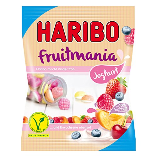 Haribo Fruitmania Joghurt, Caramelos de Goma, Gominolas, Gomitas de Frutas, Golosinas, Chuches, en Bolsa, 175 g