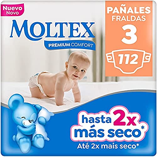 Moltex Premium Comfort Pañales Talla 3 (4-10 Kg) - 112 Pañales (2 Bolsas de 56 Unds)