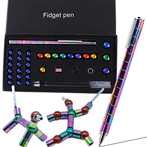 Bolígrafo de punta de bola magnética, bolígrafo fidget, bolígrafo de metal magnético colorido con caja de regalo, bolígrafo juguete, regalo creativo, bolígrafo divertido para aliviar el estrés