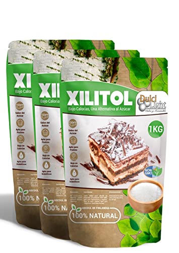 Edulcorante Xilitol Zero DulciLight 100% Natural 3 Kg Origen Abedul de Finlandia | Sustituto del Azúcar en cocina y Repostería