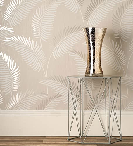 GAULAN 681287 - Papel pintado vinílico lavable tropical de hojas en relieve y detalles metalizados para pared salón cocina baño pasillo comedor - Rollo de 10 m x 0,53 m