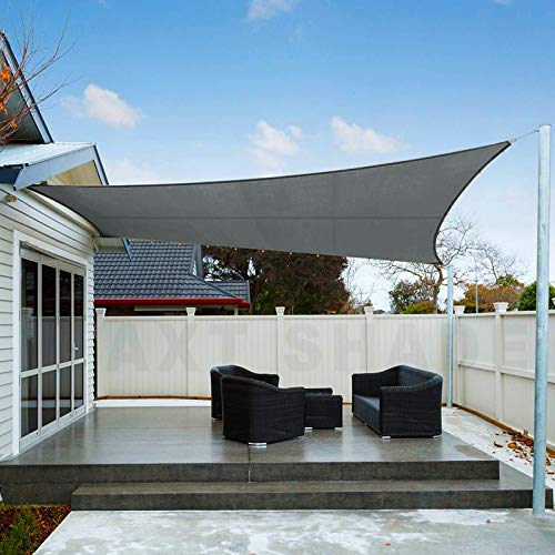 AXT SHADE Toldo Vela de Sombra Rectangular 3 x 4 m, protección Rayos UV Impermeable para Patio, Exteriores, Jardín, Color Gris