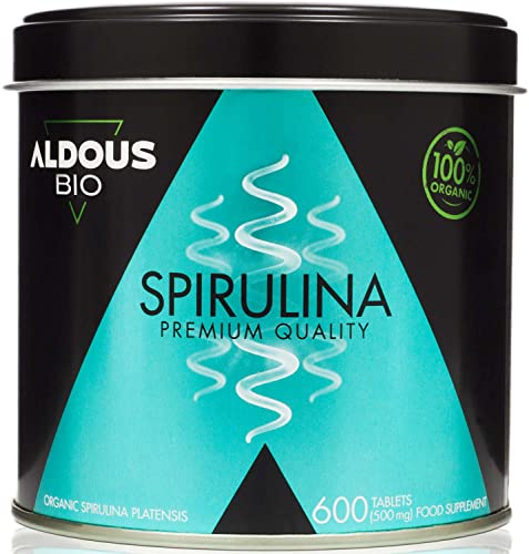 600 Comprimidos de Espirulina Ecologica | 3000mg Alga Spirulina Bio por Dosis | Saciante 100% Natural - DETOX | Proteina Vegana Ecológica | Antioxidante | Aumenta Energia | Libre de Plástico