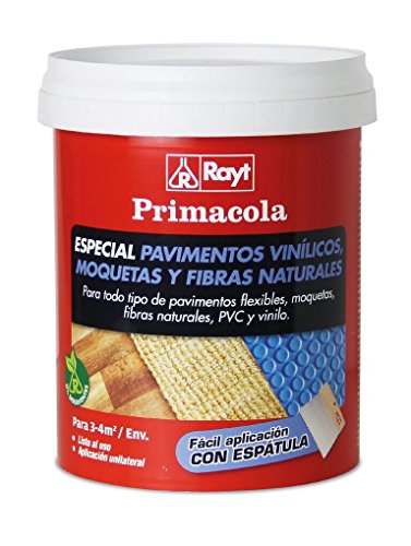 Rayt 555-09 Primacola C-15 Adhesivo acrílico especial para pavimentos de PVC, pavimentos vinílicos, moquetas, revestimientos textiles y fibras naturales. Fácil aplicación con espátula, 1kg.