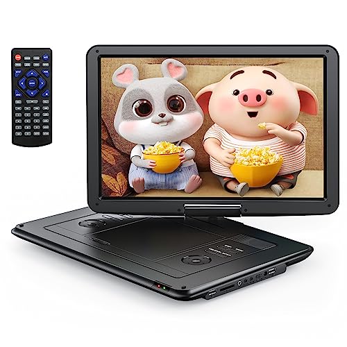 YOTON DVD portátil de 17,5' con Pantalla giratoria HD de 15,5', con cargador de coche de 1,8 m y función de reproducción de Memoria [BLU-Ray no Compatible]
