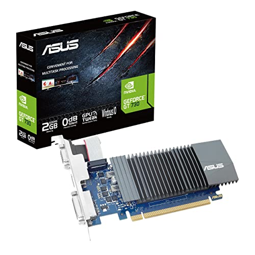 ASUS NVIDIA GeForce GT 730 - Tarjeta Gráfica (PCIe 2.0, 2GB DDR5, Perfil bajo, Diseño de Una Ranura, Auto-Extreme, GPU Tweak II)
