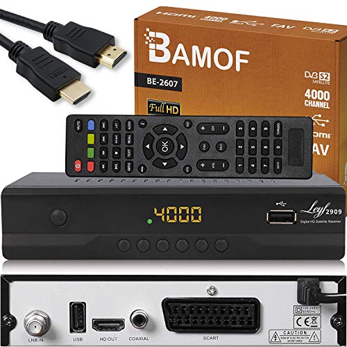 hd-line Bamof BE-2607 - Receptor de satélite Digital (HDTV, DVB-S/S2, HDMI, SCART, 2 USB 2.0, Full HD 1080p) [preprogramado para Astra Hotbir] [Clase energética A+++]