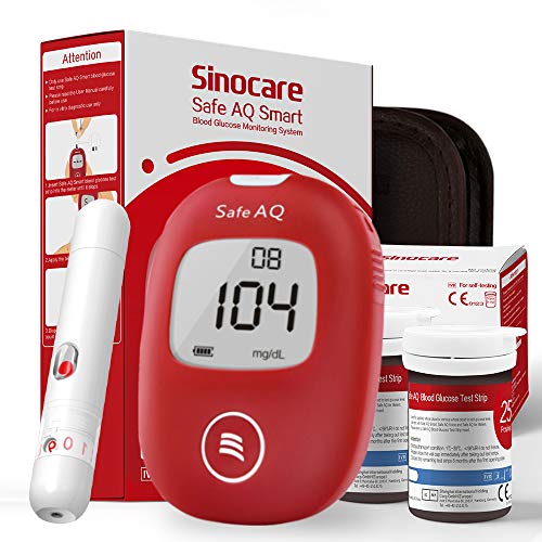 Medidor de glucosa en sangre - Safe AQ Smart - Kit de control de diabetes Kit de prueba de azúcar en sangre Sin codificación con 50 tiras de prueba de glucosa en sangre mg/dL