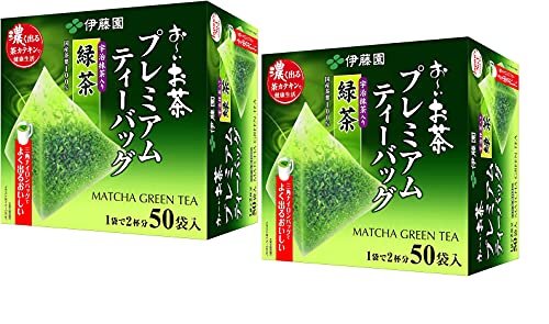 Itoen O ～ i Ocha Premium Matcha Green Tea, Ryokucha de té verde japonés con Matcha Uji, bolsitas de té de 1,8 g, paquete de 2 cajas (100 bolsas en total), fabricado en Japón